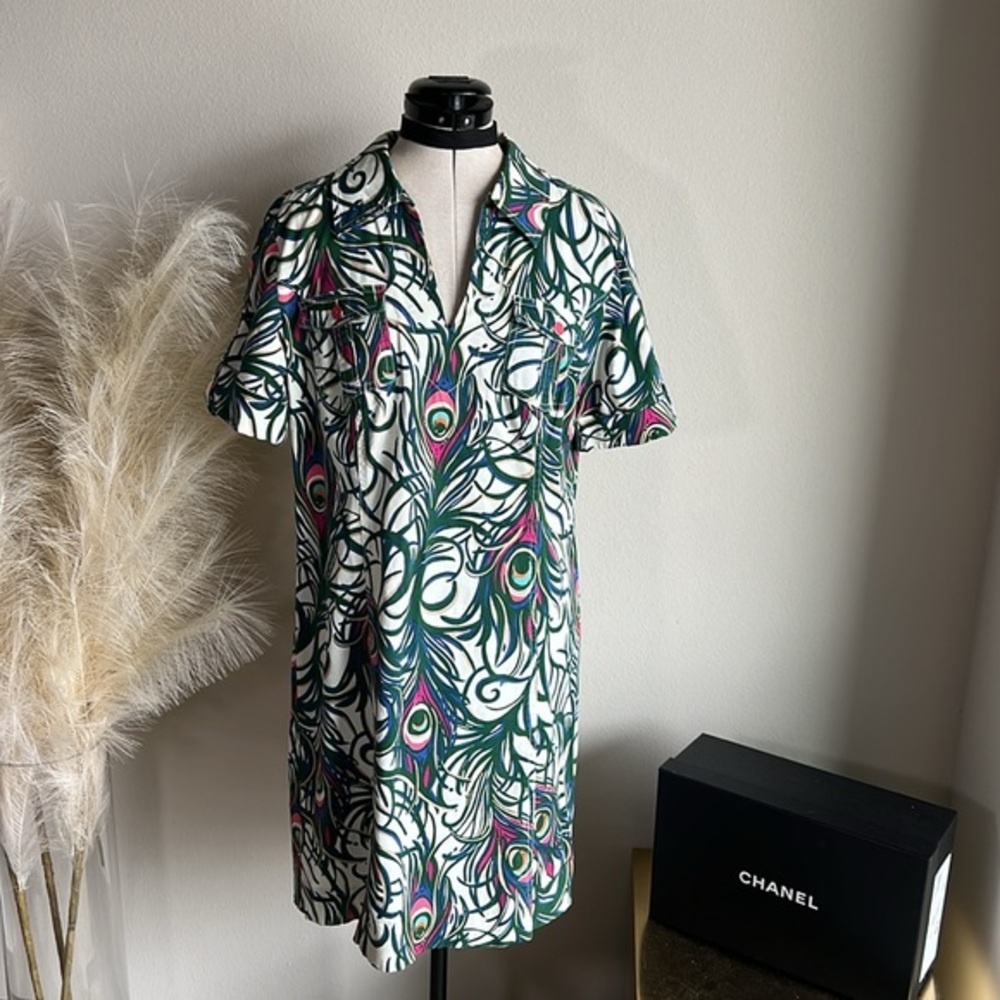 Lily Pulitzer Blue Teal Peacock Cotton Shift Dress Tickle Me Fancy